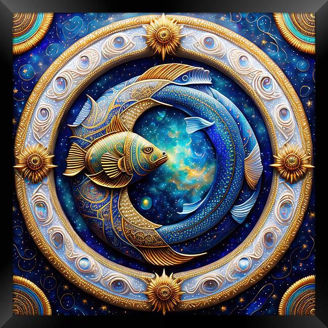 Pisces - The Water Dance Framed Print by Roger Mechan