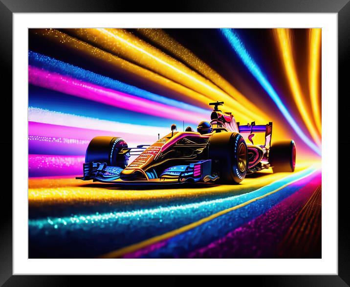 Psychedelic Hyperspeed Race Framed Mounted Print by Roger Mechan