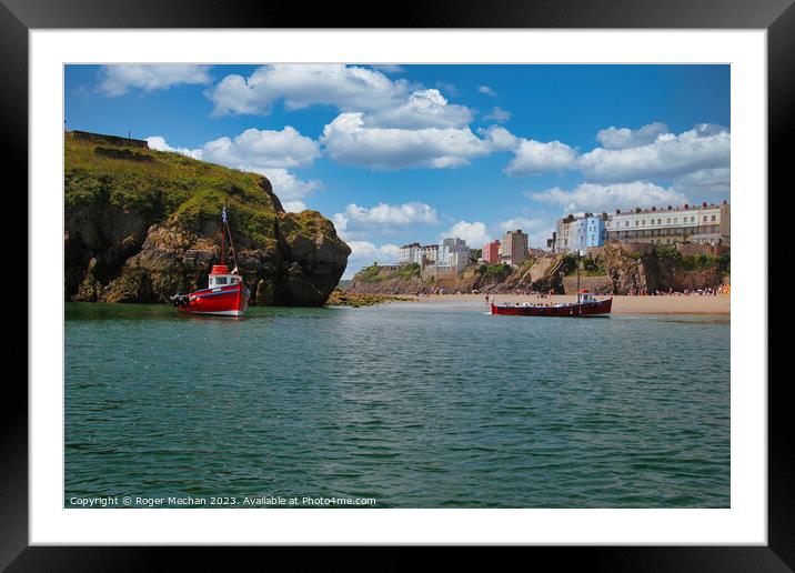 Tenby boats and beaches Framed Mounted Print by Roger Mechan
