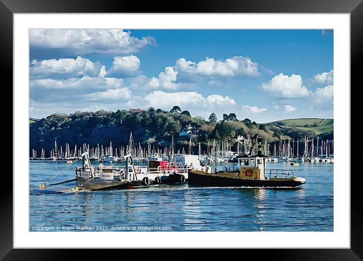 Navigating Dartmouth's Lower Ferry Crossing Framed Mounted Print by Roger Mechan