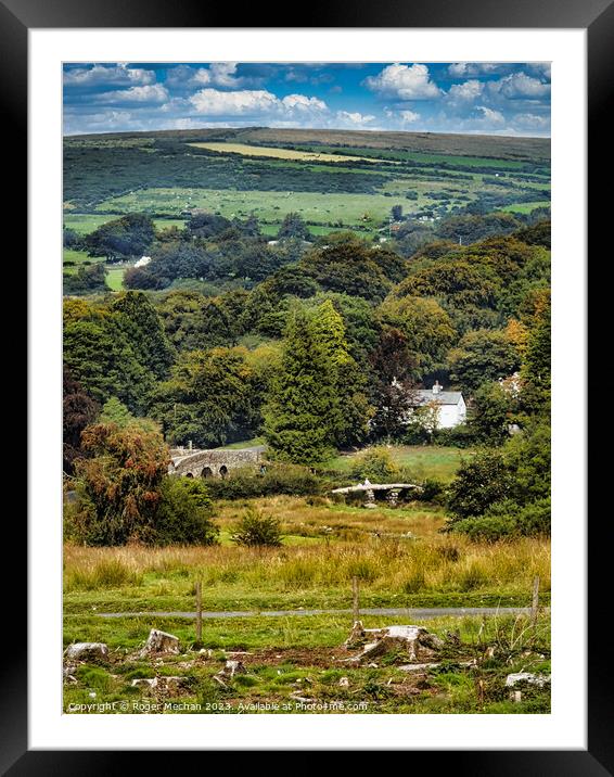 Dartmoor's Dual Bridges Surrounded by Greenery Framed Mounted Print by Roger Mechan