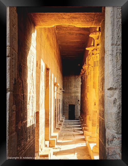 The Golden Corridor at Philae Temple Framed Print by Adelaide Lin