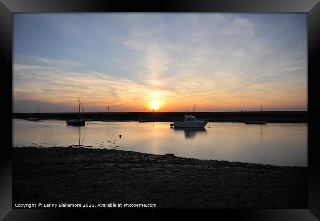 Sunset at Burnham Overy Framed Print by Lenny Blakemore