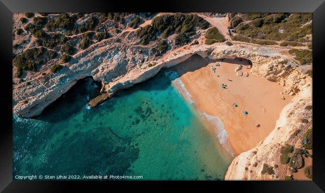 Atlantic beache and cliffs of Algarve Framed Print by Stan Lihai
