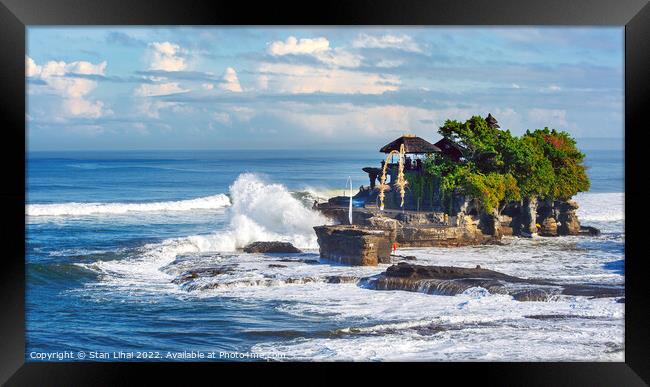 Tanah Lot Temple in Bali Island Indonesia. Framed Print by Stan Lihai