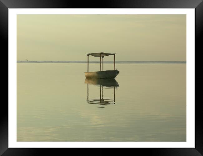 Boat in calm sea waters Framed Print by Mehmood Neky