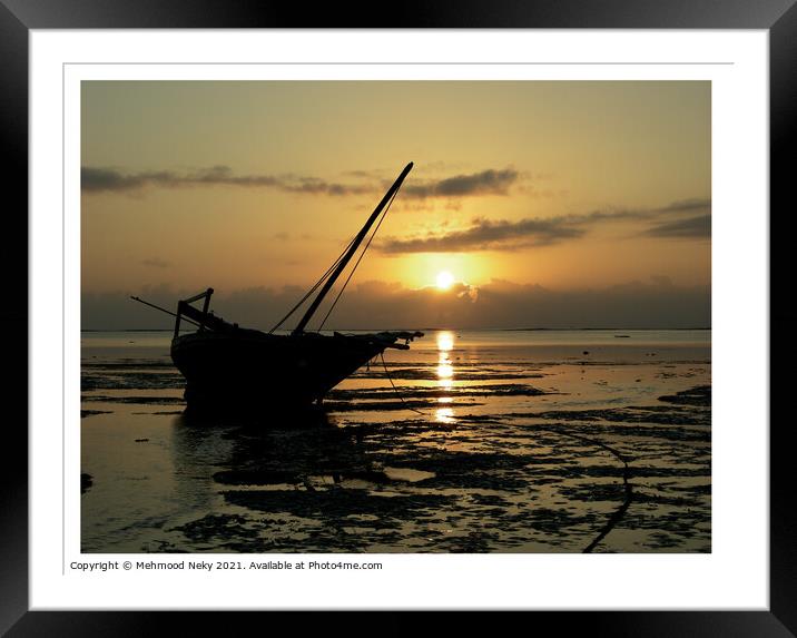 Sunrise fishing boat Framed Mounted Print by Mehmood Neky