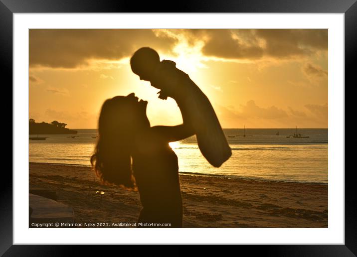 Mother & Baby Sunrise Framed Mounted Print by Mehmood Neky