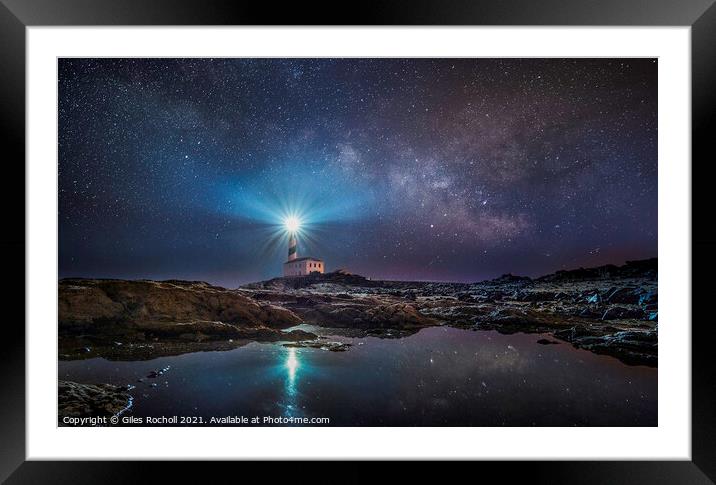Light house and milky way Framed Mounted Print by Giles Rocholl