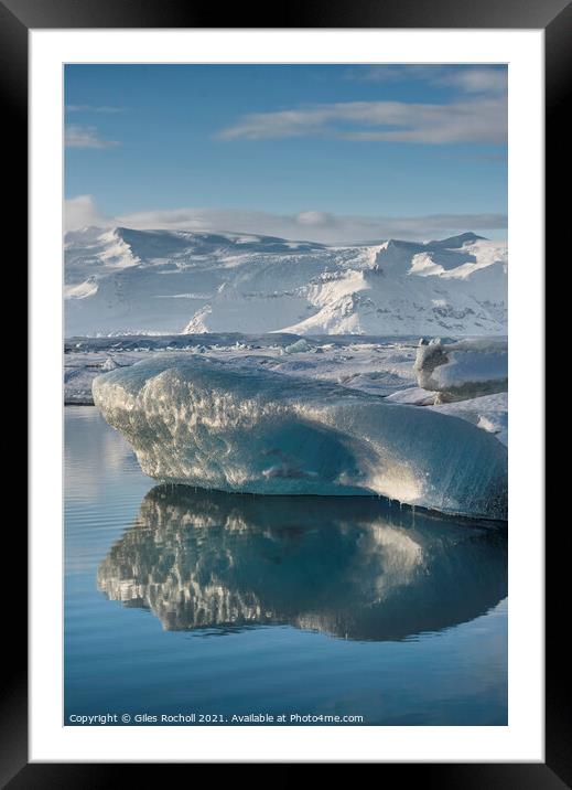 Icebergs lagoon Iceland Framed Mounted Print by Giles Rocholl