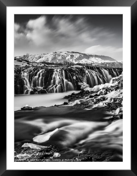 Dramatic waterfall Iceland Framed Mounted Print by Giles Rocholl