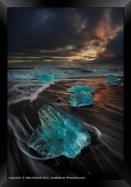 Stunning sea ice Iceland Framed Print by Giles Rocholl