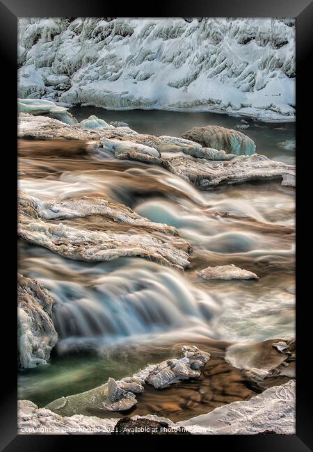 Waterfalls at Gullfoss Iceland. Framed Print by Giles Rocholl