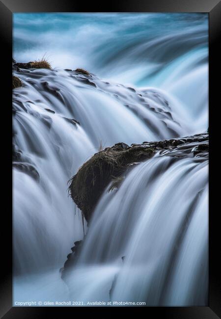 Soft waterfall exposure Iceland Framed Print by Giles Rocholl