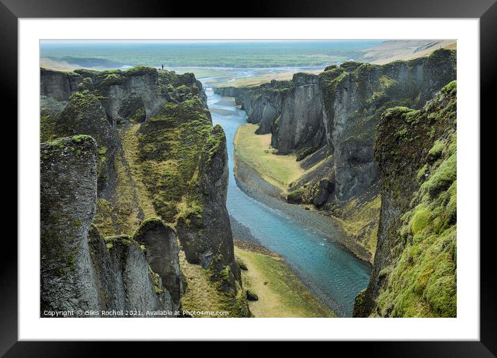 Fjaðrárgljúfur deep valley Iceland Framed Mounted Print by Giles Rocholl