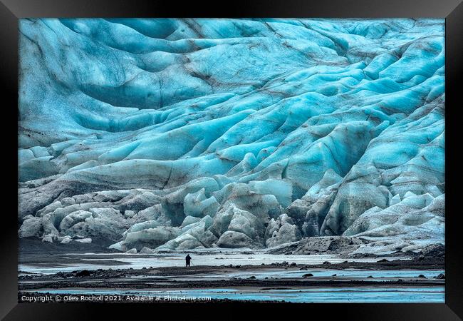 Iceland glacier and photographer. Framed Print by Giles Rocholl