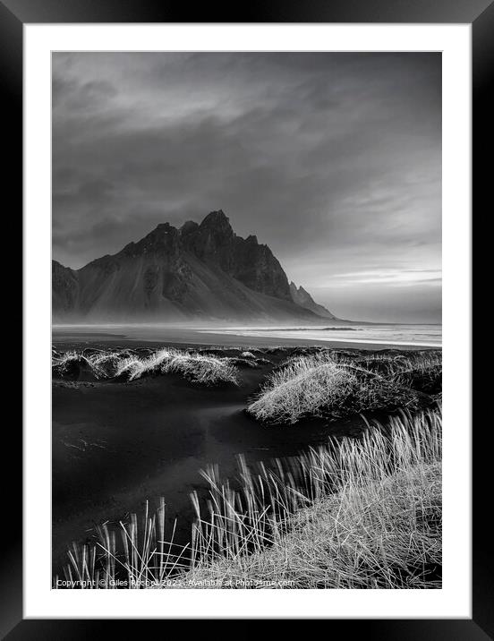 Vestrahorn black dunes Iceland Framed Mounted Print by Giles Rocholl