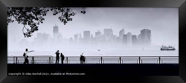 New York from Liberty Island Framed Print by Giles Rocholl