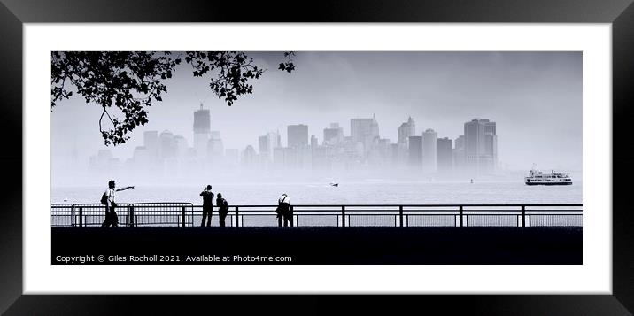 New York from Liberty Island Framed Mounted Print by Giles Rocholl