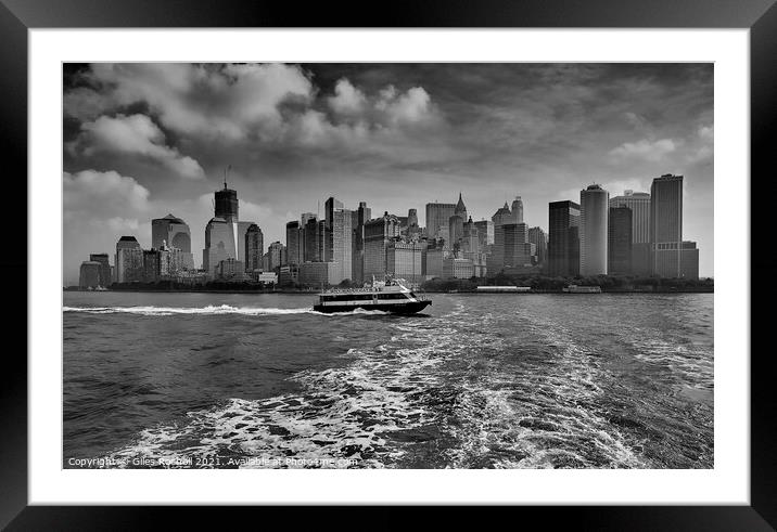 New York from Liberty Island Ferry Framed Mounted Print by Giles Rocholl