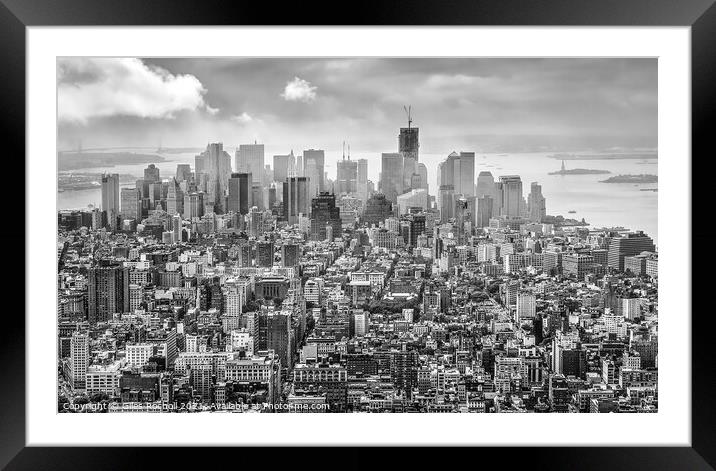Manhattan from Empire States New York Framed Mounted Print by Giles Rocholl