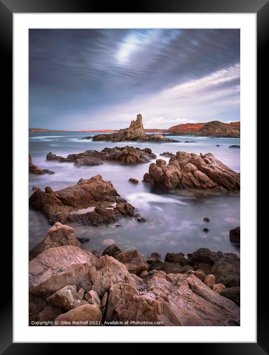 Pregonda rocks Menorca Framed Mounted Print by Giles Rocholl
