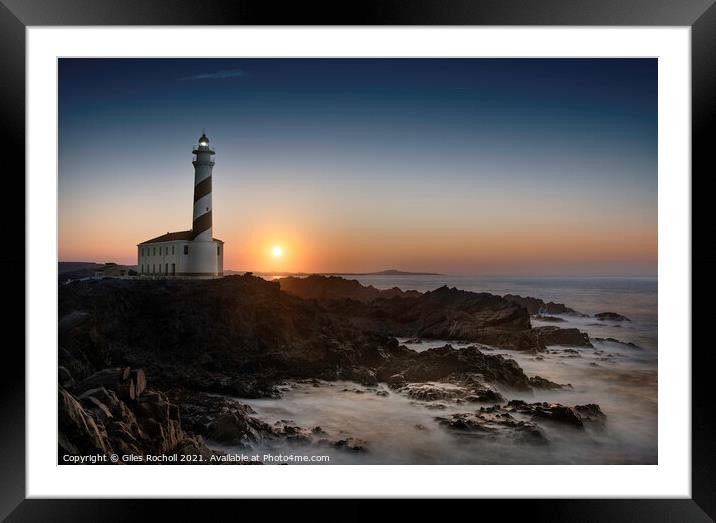 Lighthouse and sunset Menorca Spain Framed Mounted Print by Giles Rocholl