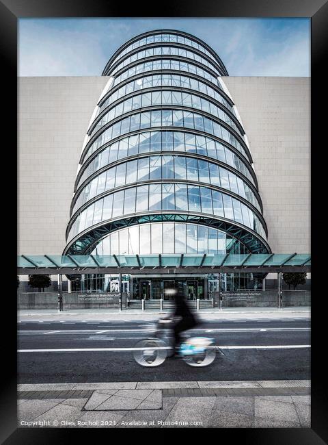 Cyclist Convention centre Dublin Ireland Framed Print by Giles Rocholl