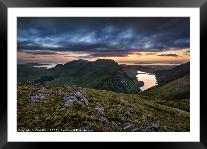 Sunset over Irish mountains. Framed Mounted Print by Giles Rocholl