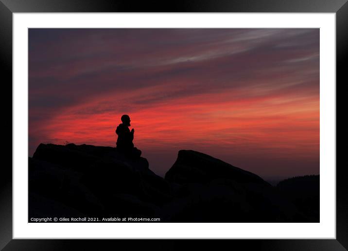 Praying monk sunrise Framed Mounted Print by Giles Rocholl