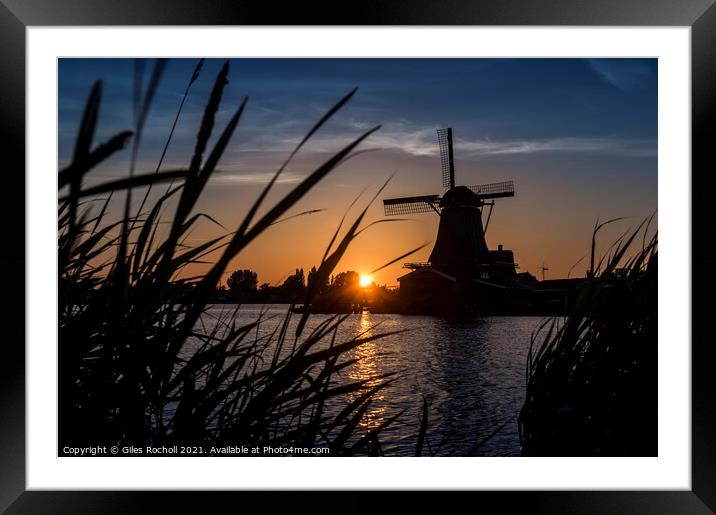 Zaanse Schans windmill Holland Framed Mounted Print by Giles Rocholl
