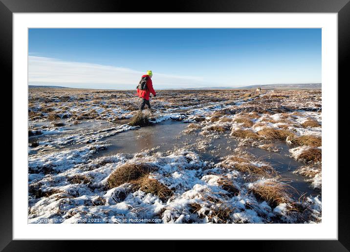 Yorkshire moors winter walking Framed Mounted Print by Giles Rocholl