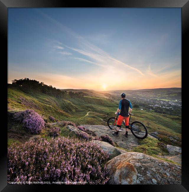 Ilkley Moor mountain bike Yorkshire Framed Print by Giles Rocholl
