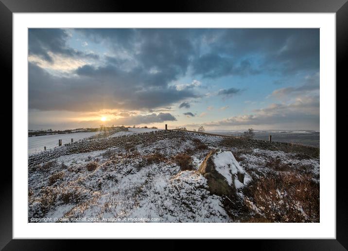 Snow Otley Chevin Yorkshire Framed Mounted Print by Giles Rocholl