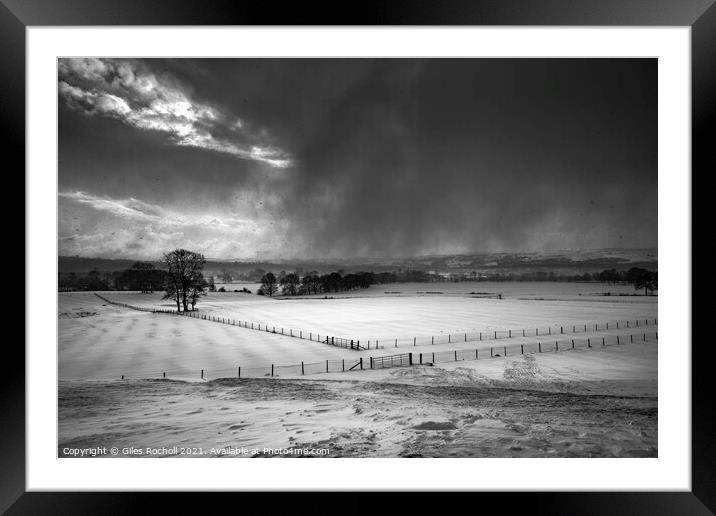 Snowy fields Yorkshire Framed Mounted Print by Giles Rocholl