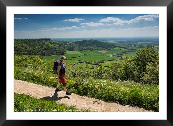 Sutton Bank Yorkshire walking. Framed Mounted Print by Giles Rocholl