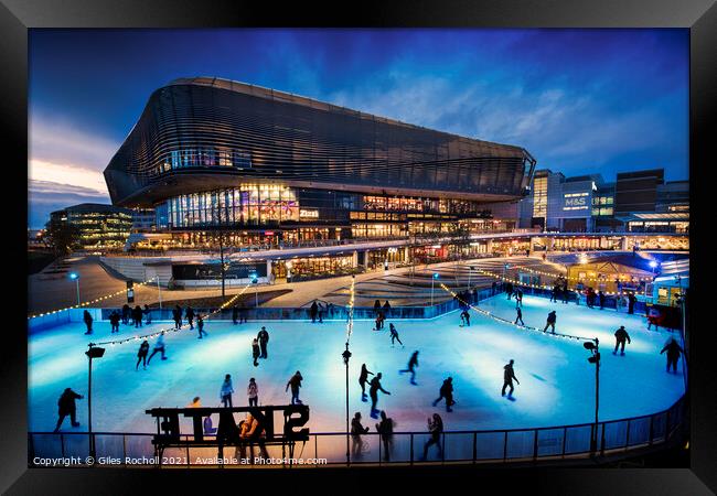 Westquay ice skating Southampton Framed Print by Giles Rocholl