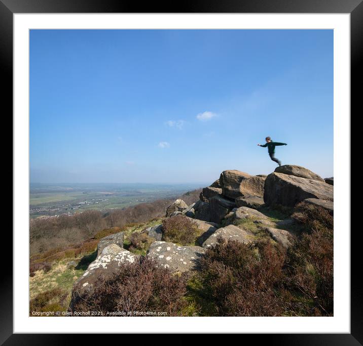 Rock climbing Yorkshire Framed Mounted Print by Giles Rocholl