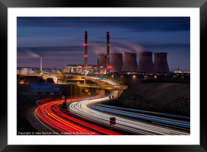 A1 Yorkshire car light trails Framed Mounted Print by Giles Rocholl