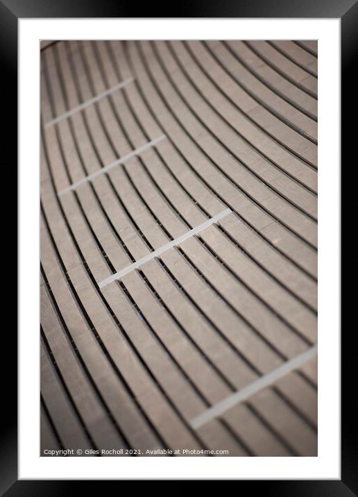 Abstract wooden curves flooring bridge Framed Mounted Print by Giles Rocholl