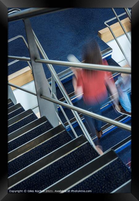 Abstract modern architectural interior stairs Framed Print by Giles Rocholl