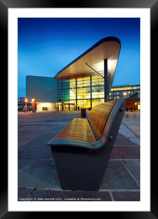 Royal Derby Hospital night time exterior Framed Mounted Print by Giles Rocholl