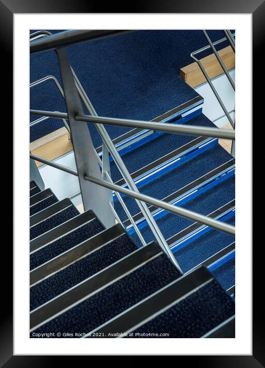 Abstract modern architectural interior stairs Framed Mounted Print by Giles Rocholl