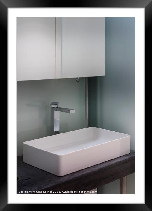 Abstract modern sink and tap Framed Mounted Print by Giles Rocholl