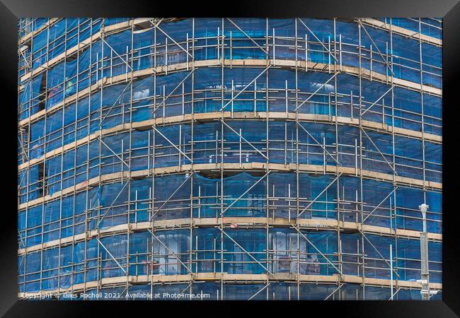 Building scaffolding abstract art Framed Print by Giles Rocholl