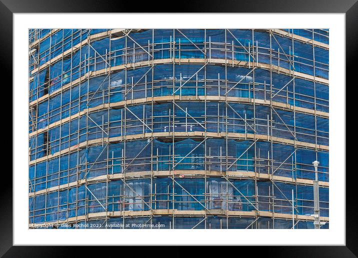 Building scaffolding abstract art Framed Mounted Print by Giles Rocholl