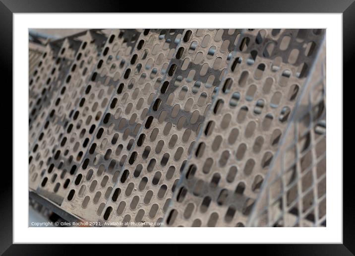 Building metal stairs abstract  Framed Mounted Print by Giles Rocholl