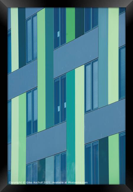 Abstract green modern pattern building Framed Print by Giles Rocholl