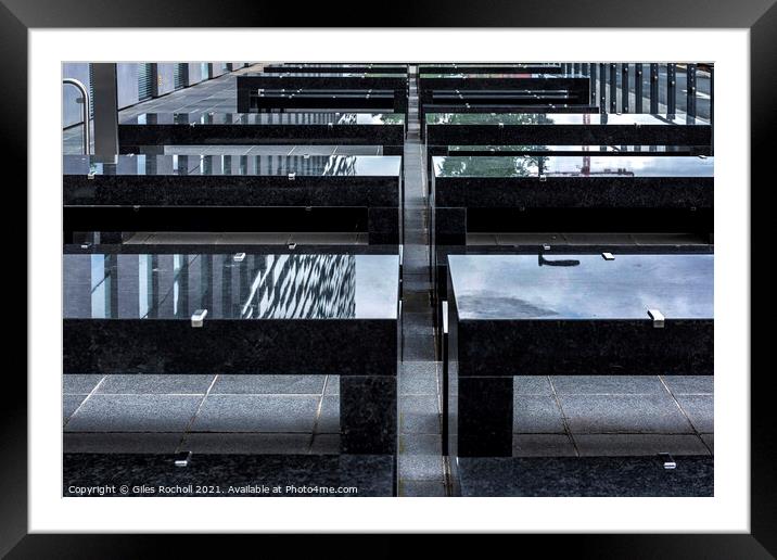 Abstract black stone benches Framed Mounted Print by Giles Rocholl