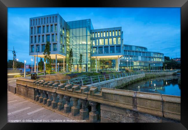 Rochdale Council office dusk Framed Print by Giles Rocholl